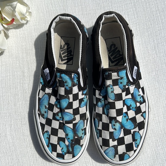 VANS BUTTERFLY CHECKERED SLIP-ON TRUE WHITE SIZE M 4. F 5.5 - Picture 16 of 16